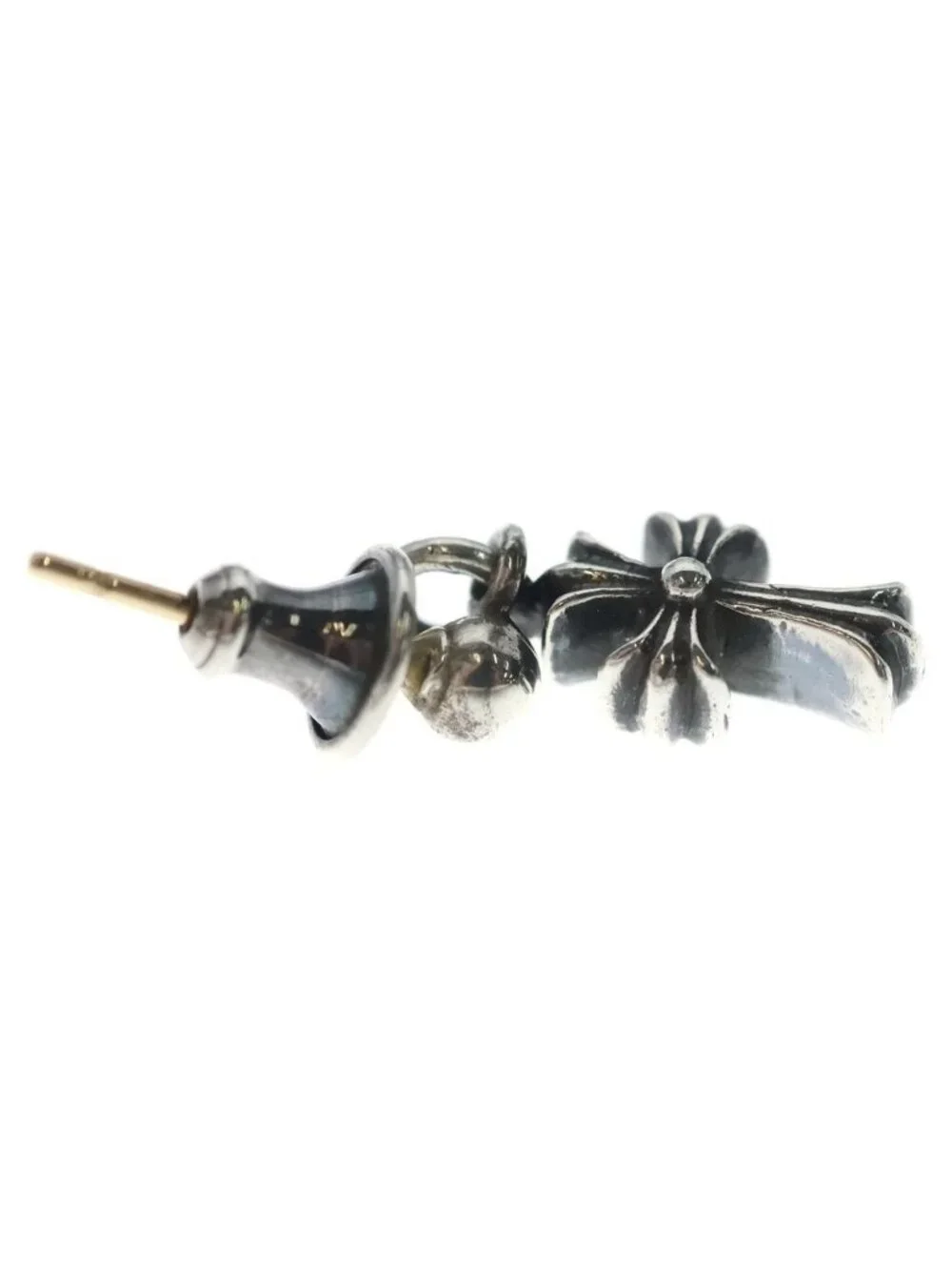 Chrome Hearts Tiny Stack CH Cross Drop Earrings Silver Yellow Gold